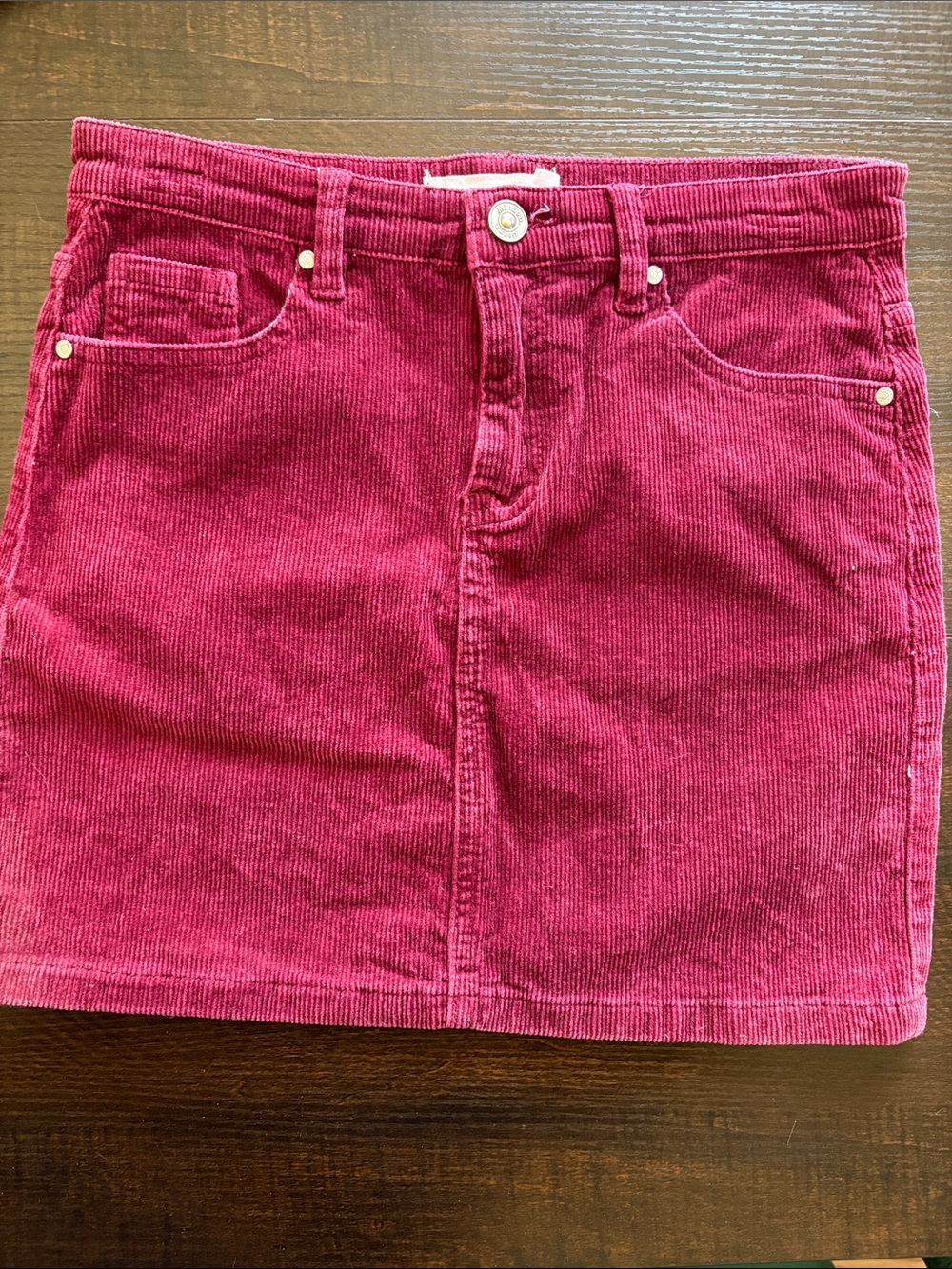 Women's Corduroy Mini Skirt in Raspberry